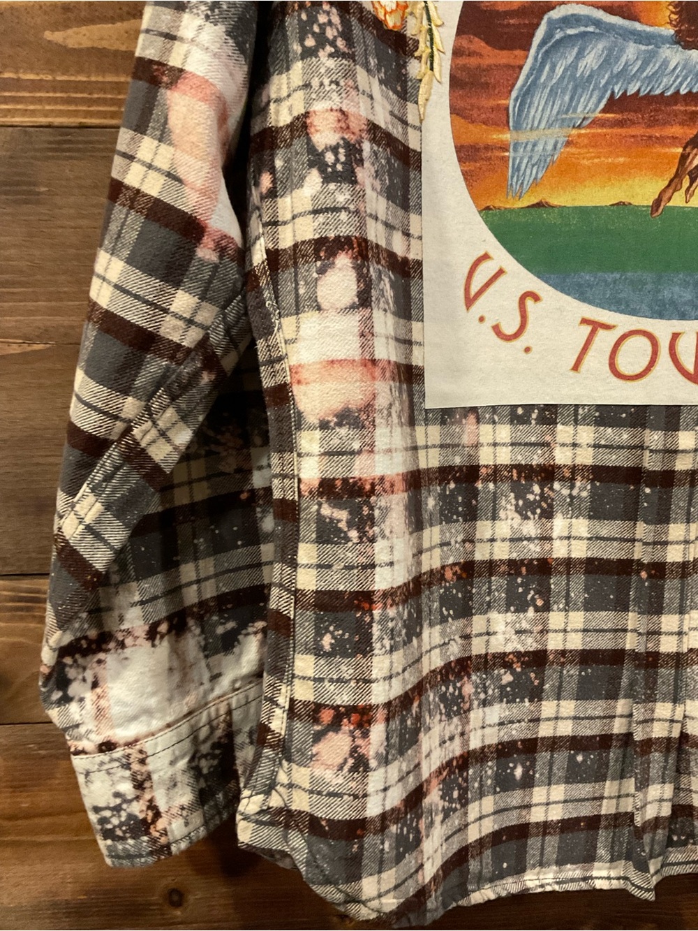 CUSTOM LED ZEPPELIN “U.S. TOUR 1975” Bleached Flannel Shirt 
MENS size Medium - Picture 5 of 9
